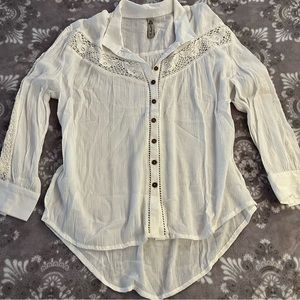 American Rag White Collared Sheer Button Up